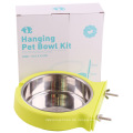 Heißverkauf Plastikmaterial Haustier Feeder Haustier Schüssel Wasser Futterhund Edelstahl Hanging Cage Pet Bowl Feeder